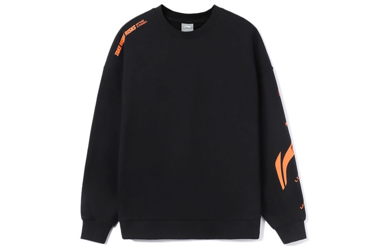 Li-Ning Logo Printed Loose Fit Pullover Sweatshirt Unisex Black Training Series AWDRD38-1