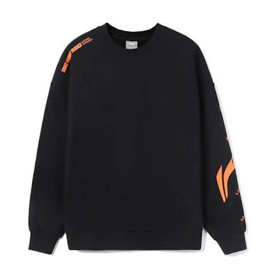 Li-Ning Logo Printed Loose Fit Pullover Sweatshirt Unisex Black Training Series AWDRD38-1