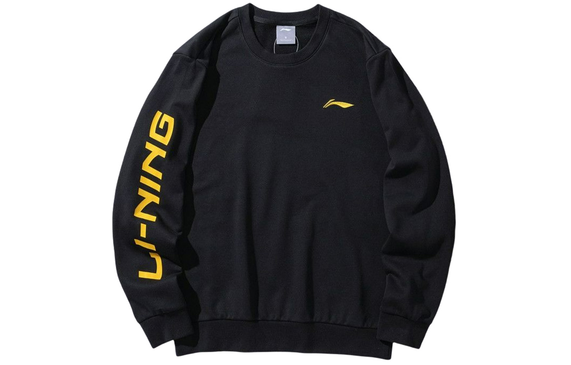 Li-Ning Logo Printed Pullover Sweatshirt Unisex Black AWDS415-1