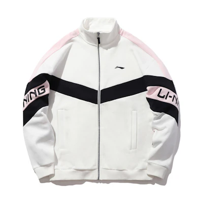 Li-Ning Logo Sport Fashion Series Fleece High-Neck Jacket Unisex - Off-White AWDRE29-1