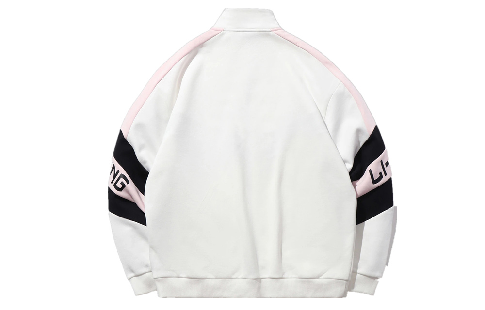 Lookbook 李寧Logo運動時尚系列高領抓毛外套男女款 - 米白色 AWDRE29-1