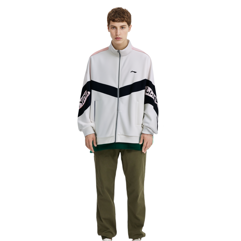 Sizing 李寧Logo運動時尚系列高領抓毛外套男女款 - 米白色 AWDRE29-1