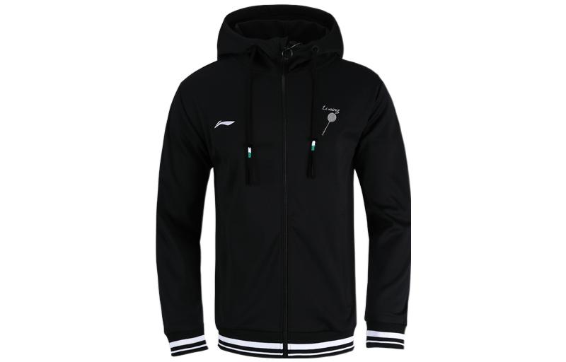 Li-Ning Logo Striped Zip-Up Sports Sweatshirt Black AWDR807-2