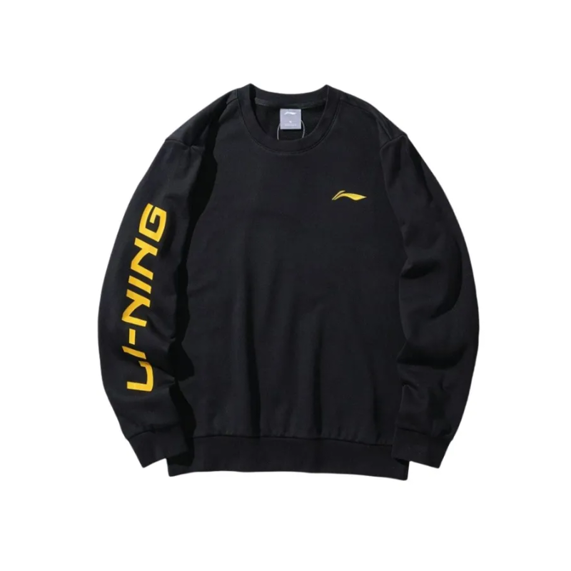 Li-Ning Logo Unisex Pullover Crewneck Sweatshirt Black YWDT533-2
