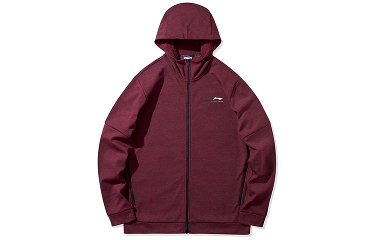 Li-Ning Logo Zip-Up Hoodie Jacket Dark Maroon AWDQ063-3