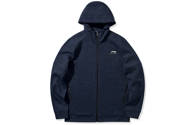Li-Ning Logo Zip-Up Hoodie Jacket for Men - Dark Blue AWDQ063-4