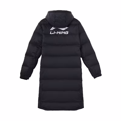 Li-Ning Long Hooded Jacket with Back Logo Print Unisex - Black AYMS005-1
