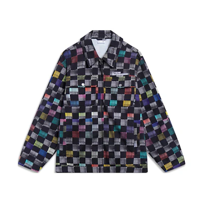 Li-Ning Loose-Fit Plaid Skateboard Jacket Black Checkered Multi-Print AFDT125-1