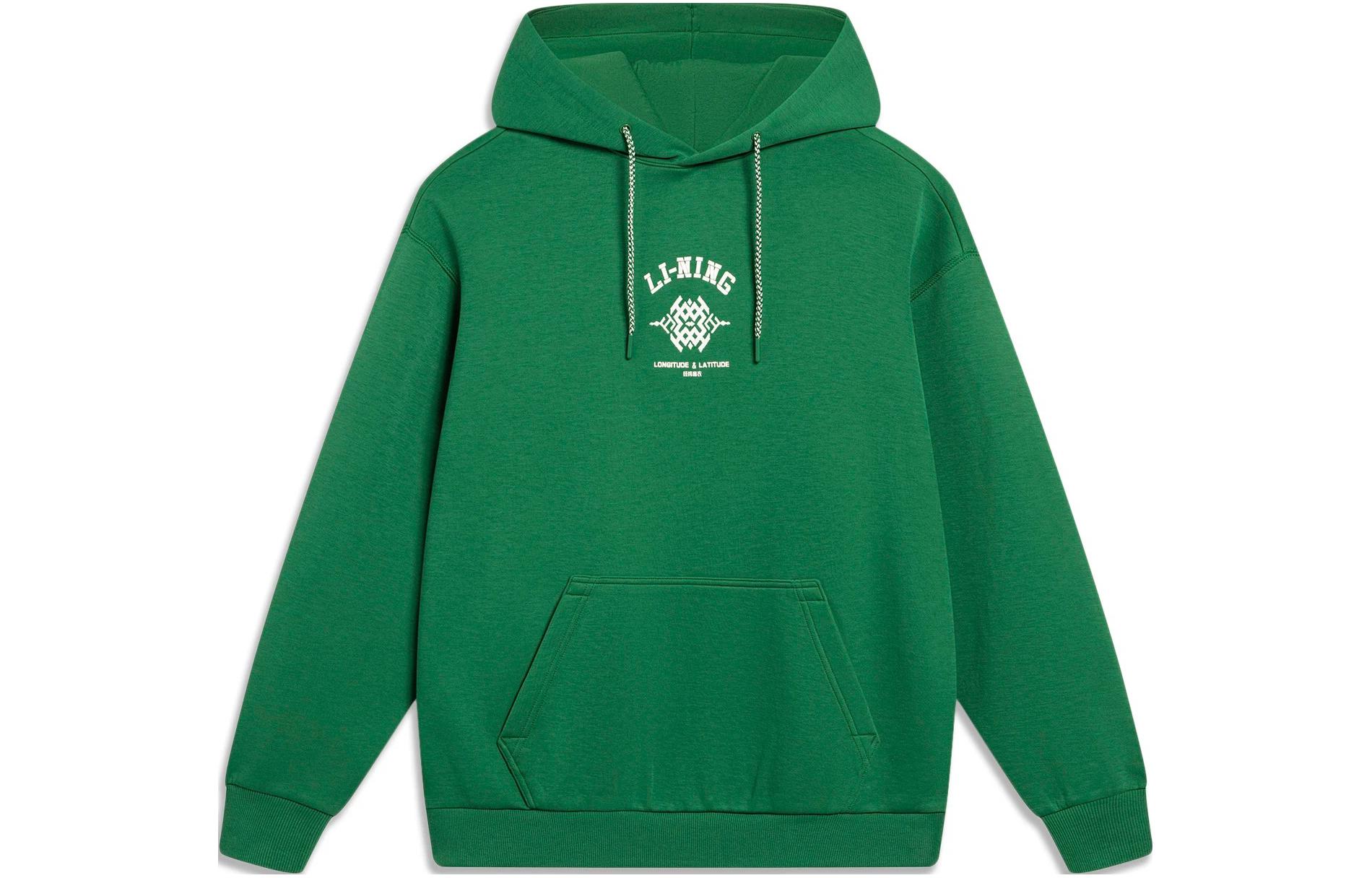 Li-Ning Loose Fit Alphabet Hoodie Cold Pine Green AWDT377-4