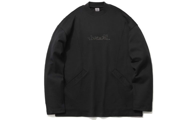 Li-Ning Loose Fit Black Crewneck Sweatshirt with Solid Color Embroidery - Men AHSR269-1