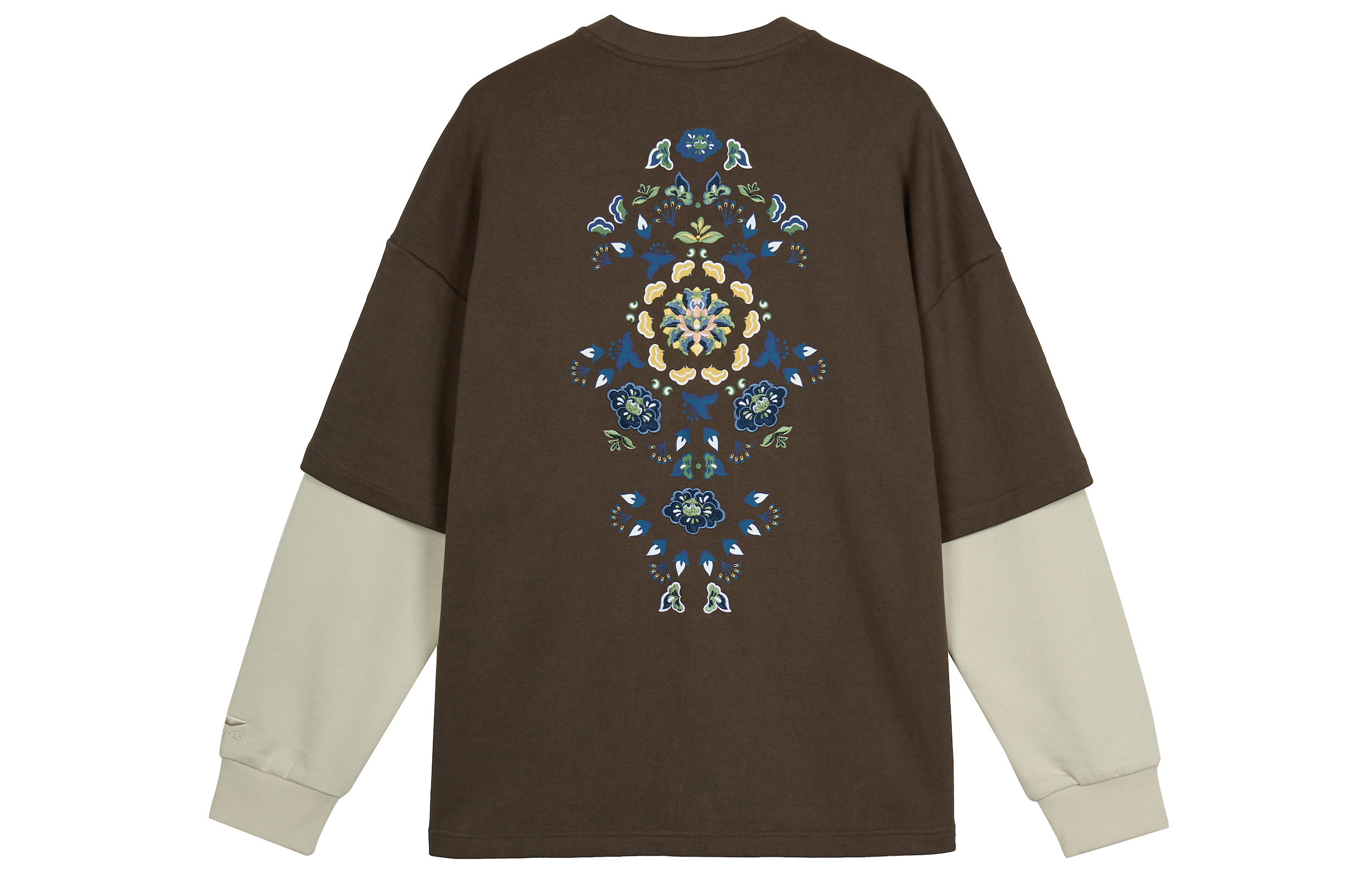 Lookbook Li-Ning Loose Fit Casual Pullover Sweatshirt Brown with Print AWDQ877-1