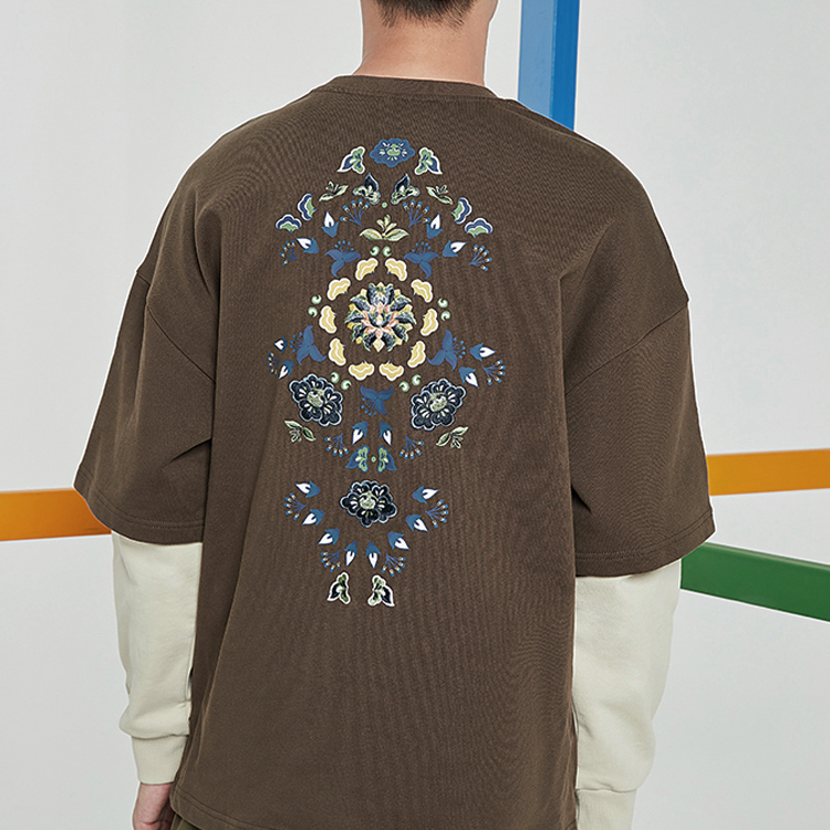 Details for Li-Ning Loose Fit Casual Pullover Sweatshirt Brown with Print AWDQ877-1