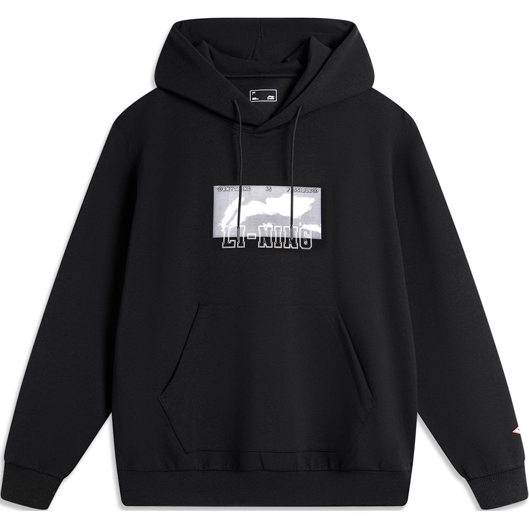 Li-Ning Loose Fit Letter Logo Hoodie Black - Sports Lifestyle Series AWDU617-3