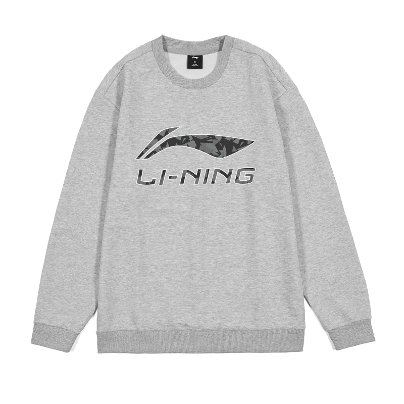 Li-Ning Loose Fit Logo Print Crewneck Sweatshirt Light Gray AWDTC71-2