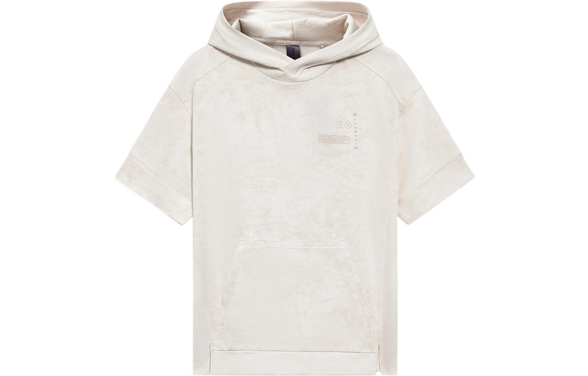 Li-Ning Loose Fit Pullover Hoodie Short Sleeve Pearl White AMBS045-3