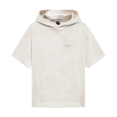 Li-Ning Loose Fit Pullover Hoodie Short Sleeve Pearl White AMBS045-3