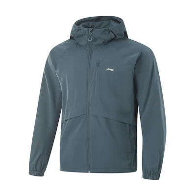 Li-Ning Lotus Leaf Green Fleece Waterproof Relaxed Hooded Zip Jacket AFDU937-3