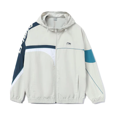 Li-Ning Lotus Patchwork Lightweight Hoodie Jacket in Antarctic Gray AFDU833-1