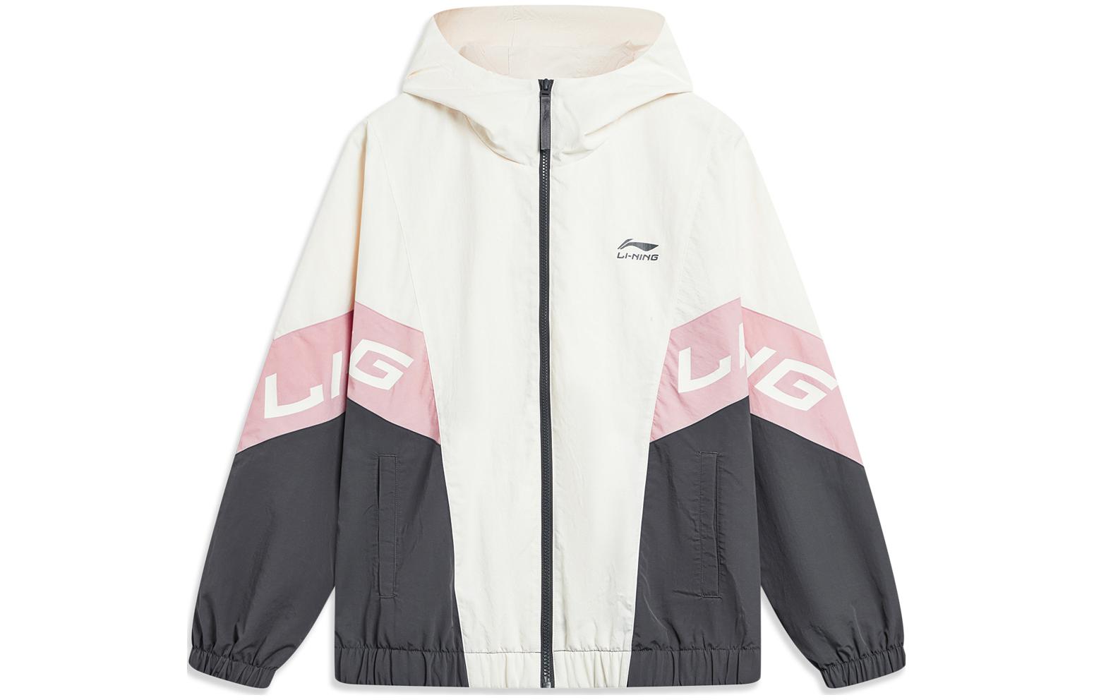 Li-Ning Lotus Sports Fashion Series Windproof Water-Resistant Hoodie Jacket - Fog Gray AFDU887-1