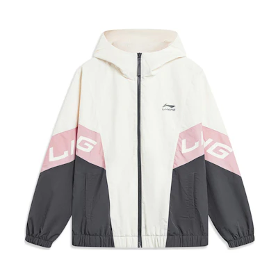 Li-Ning Lotus Sports Fashion Series Windproof Water-Resistant Hoodie Jacket - Fog Gray AFDU887-1