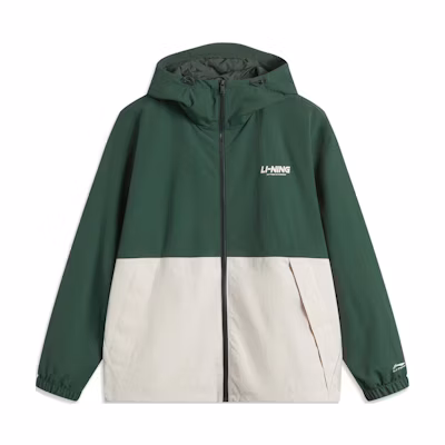 Li-Ning Lotus Waterproof Windproof Colorblock Hoodie Jacket Dark Green Unisex AFDU955-1