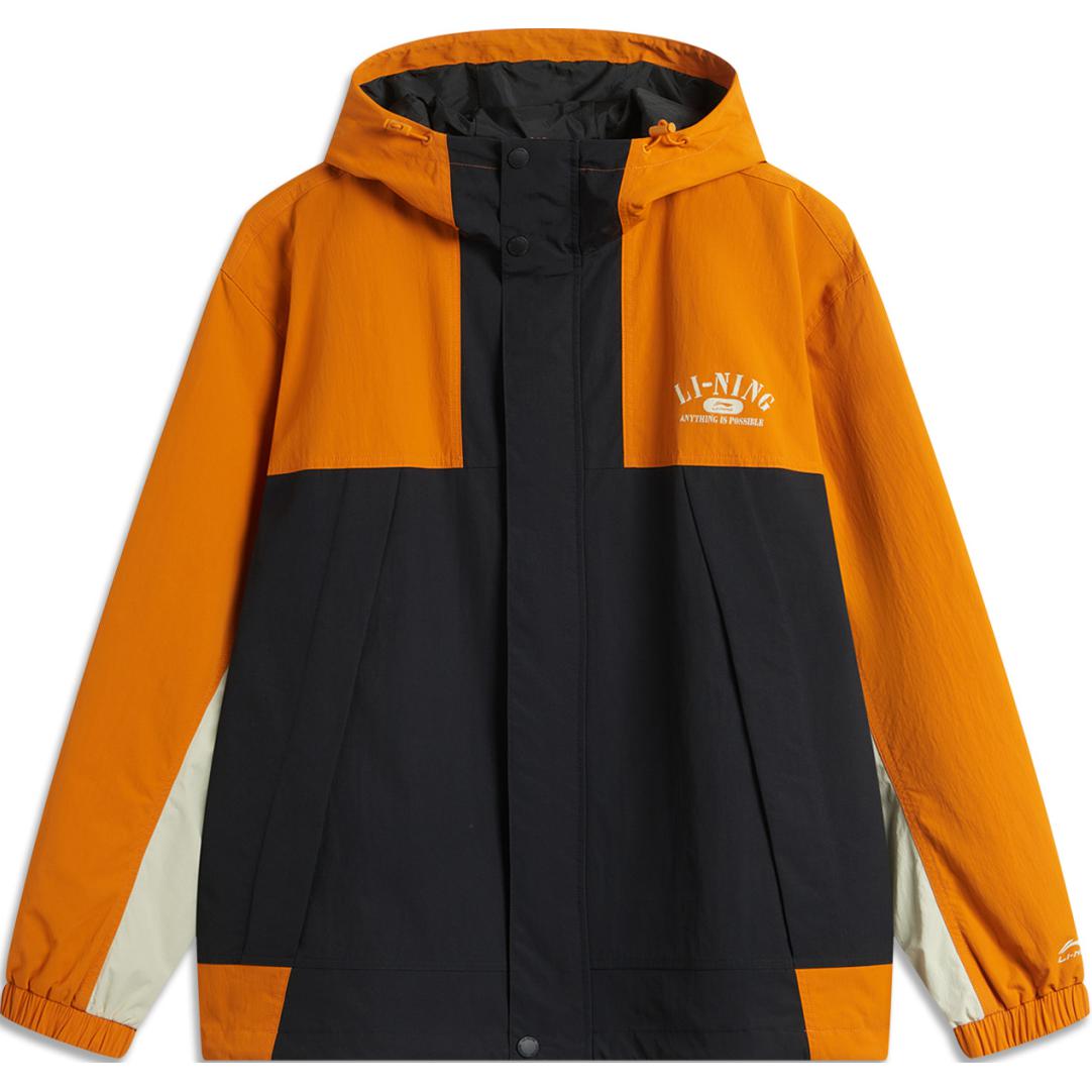 Li-Ning Lotus Waterproof Windproof Colorblock Retro Jacket Sand Orange/Black/Beige AFDU927-5