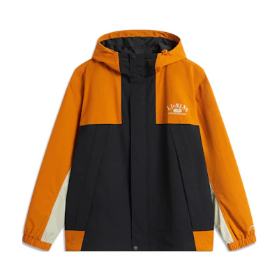 Li-Ning Lotus Waterproof Windproof Colorblock Retro Jacket Sand Orange/Black/Beige AFDU927-5
