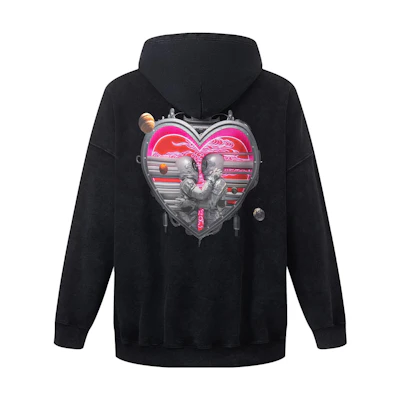 Li-Ning Love Pattern Oversized Hoodie Unisex Black AWDT231-1