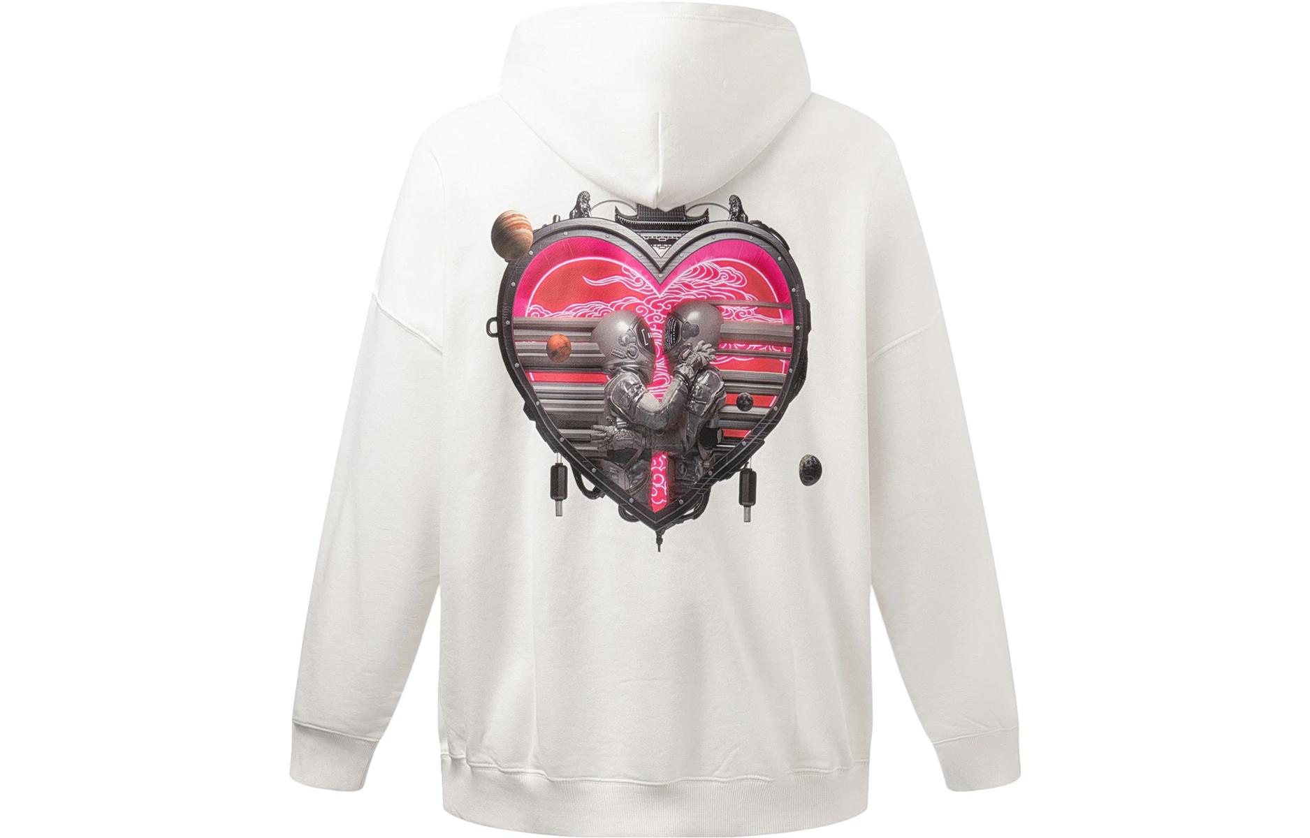 Li-Ning Love Pattern Printed Pullover Sweatshirt Unisex Off-White AWDT231-2