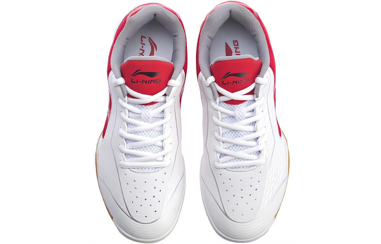 Shop Li-Ning Ma Long Signature Table Tennis Shoes 'White Red' APTM001-2