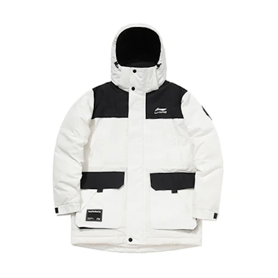 Li-Ning Mid-Length Hooded Down Jacket Winter White AYMQ219-1