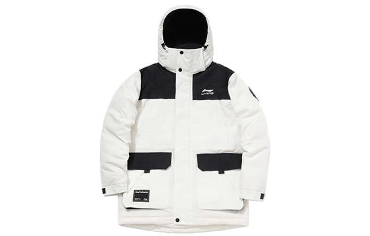 Order 리닝 미드 렝스 후드 다운 자켓 윈터 화이트 AYMQ219-1