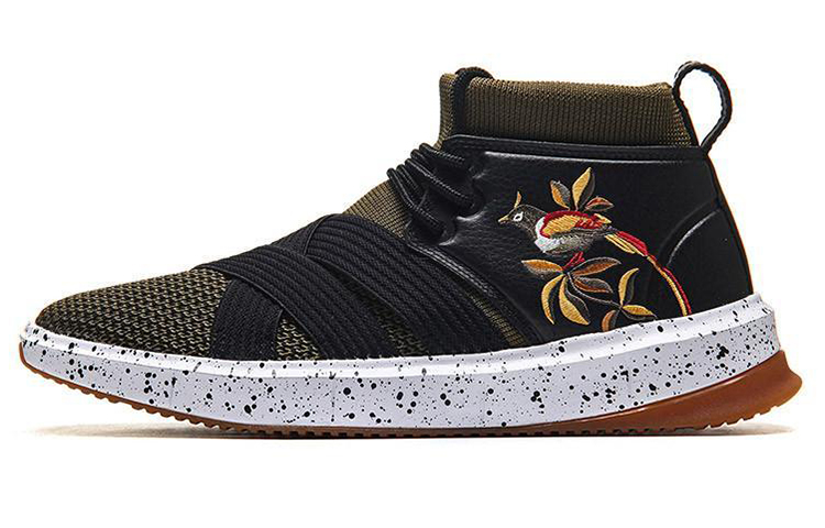 Li-Ning Mid-Top Running Shoes 'Ink Splatter Black Green' AGLM031-2