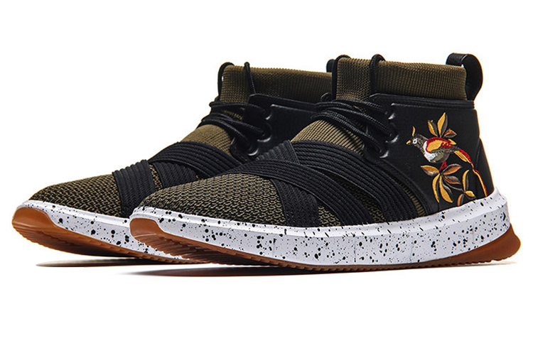 Lookbook Li-Ning Chaussures Running Mi-Montantes ''Éclaboussures Noir Vert'' AGLM031-2