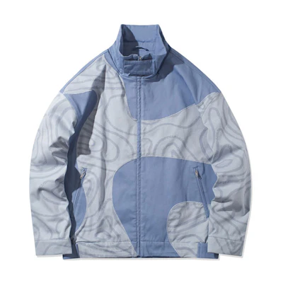 Li-Ning Misty Blue Color-Block Loose Stand Collar Jacket AFDR233-1