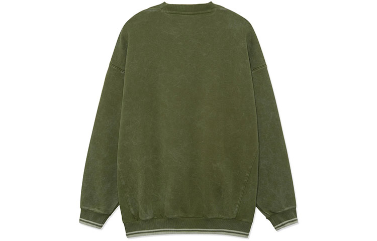 Lookbook Li-Ning Moss Green Loose Fit Crewneck Sweatshirt with Logo, Basketball Series AWDRA23-7