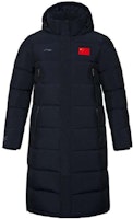 Li-Ning National Flag Embroidered Long Hooded Down Jacket Unisex Black. aymt267-1 Li-Ning National Flag Embroidered Long Hooded Down Jacket Unisex Black. aymt267-1