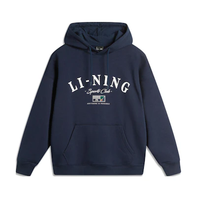 Li-Ning Navy Blue Fleece-Lined Hooded Sweatshirt - Casual Sports Series AWDU673-5