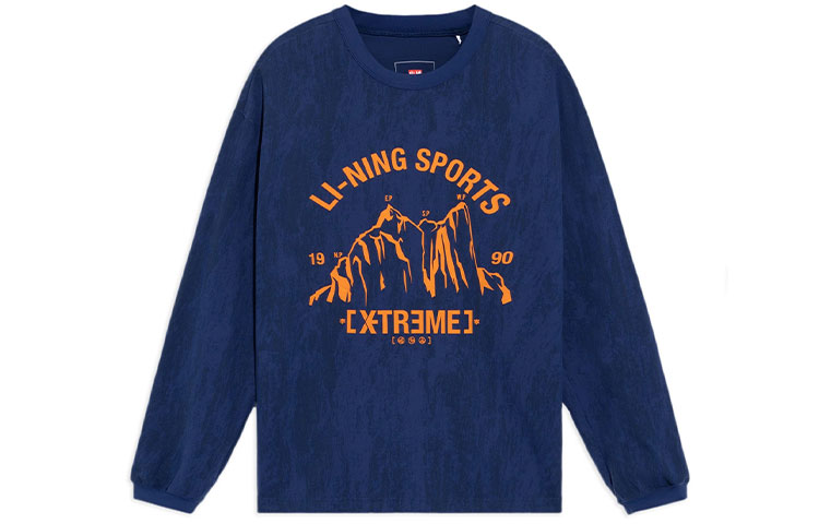 Li-Ning Navy Blue Graphic Print Casual Sweatshirt - Unisex AHSS147-3