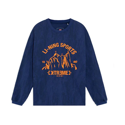 Li-Ning Navy Blue Graphic Print Casual Sweatshirt - Unisex AHSS147-3