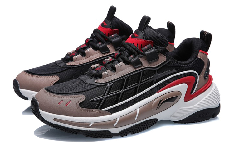 Lookbook 李宁星云减震防滑耐磨低帮運動休閒鞋黑棕紅