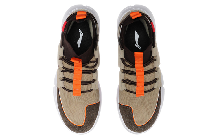 Shop 李宁 一體織 透氣 低幫 復古籃球鞋 男女同款 米卡其色