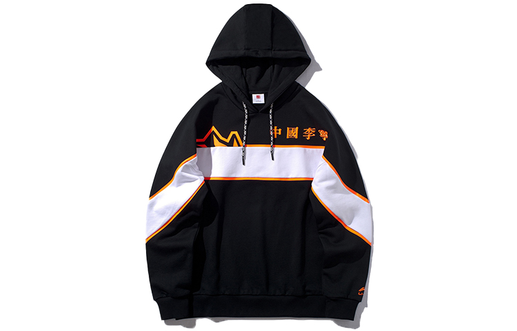 Li-Ning NYFW Embroidered Logo Colorblock Pullover Sweatshirt Black Unisex AWDP845-5