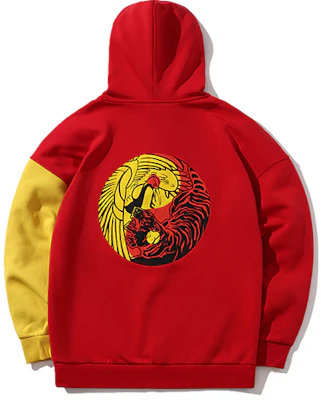 Li-Ning NYFW Tiger Crane Printed Red Hoodie AWDN925-3 Lookbook Li-Ning NYFW Tiger Crane Printed Red Hoodie AWDN925-3