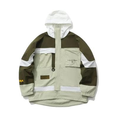 Li-Ning Olive Green Colorblock Loose Fit Sports Hoodie Jacket AFDR049-2