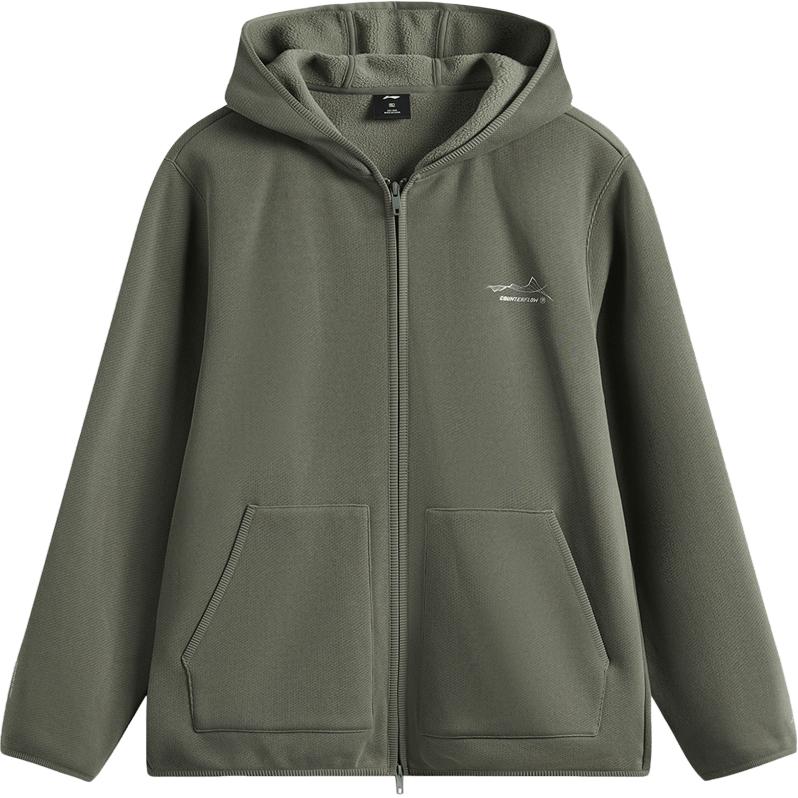 Li-Ning Outdoor CF Infrared Thermal Hoodie Unisex Zip-Up Smoke Green AWDU967-4