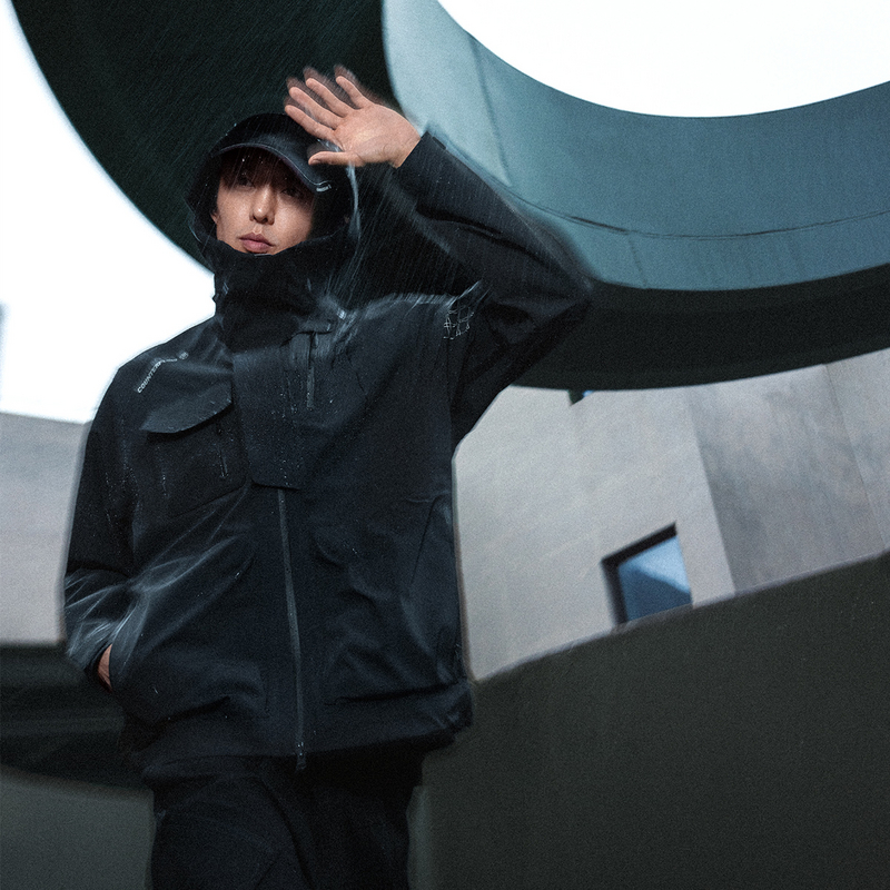 Sizing 李寧戶外CF索萬龍甲防水防風透氣外套 黑色 中性款 AEMU045-5