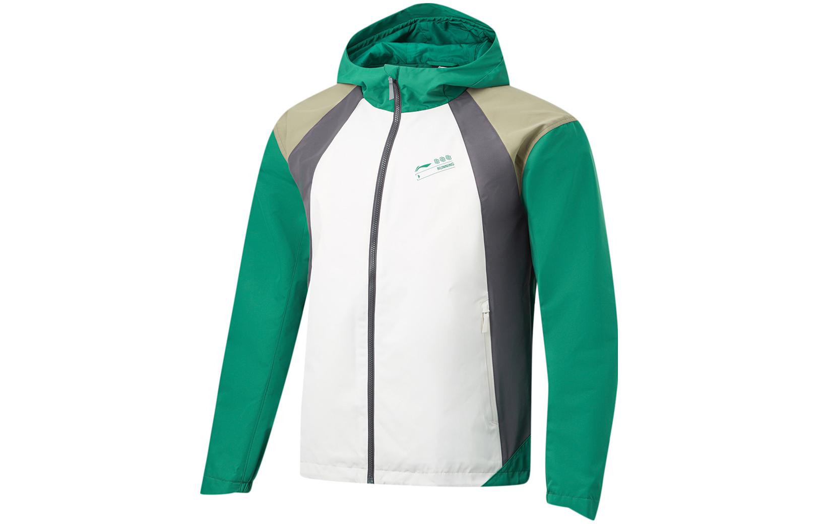 Li-Ning Outdoor Sports Hoodie Jacket in Cloud White and Storm Green AFDT891-3