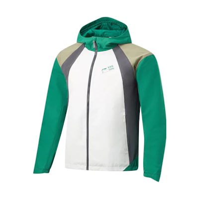 Li-Ning Outdoor Sports Hoodie Jacket in Cloud White and Storm Green AFDT891-3