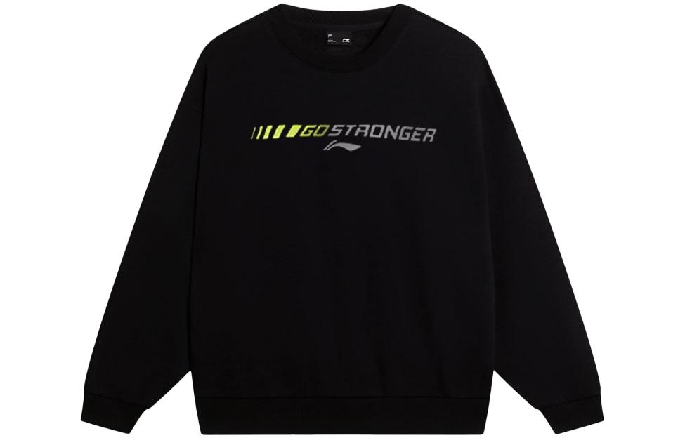 Li-Ning Oversized Embroidered Crewneck Sweatshirt Black Long Sleeve YWDT431-2